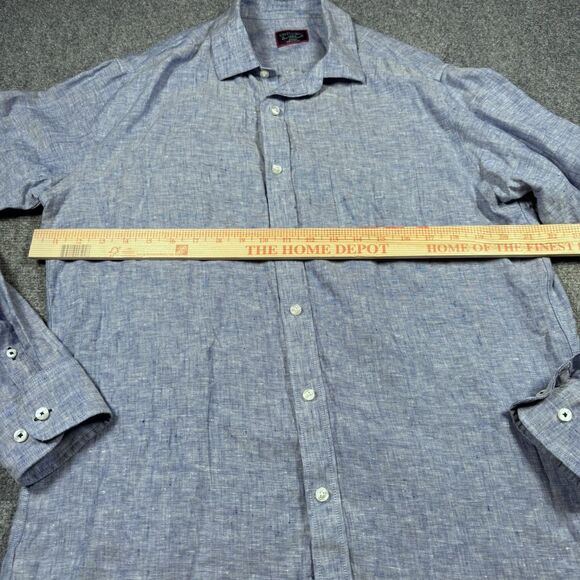 Untuckit Shirt Blue 100% Linen Slim Fit Wrinkle Resistant Mens Large - Picture 5 of 6